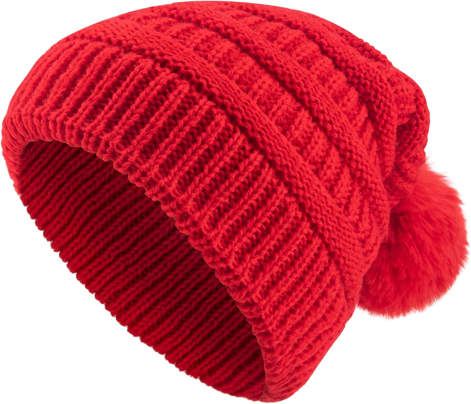 Winter Beanie for Women Warm Fleece Lined Winter Hats, Soft Snow Knit Skull Ski Cap with Pompom