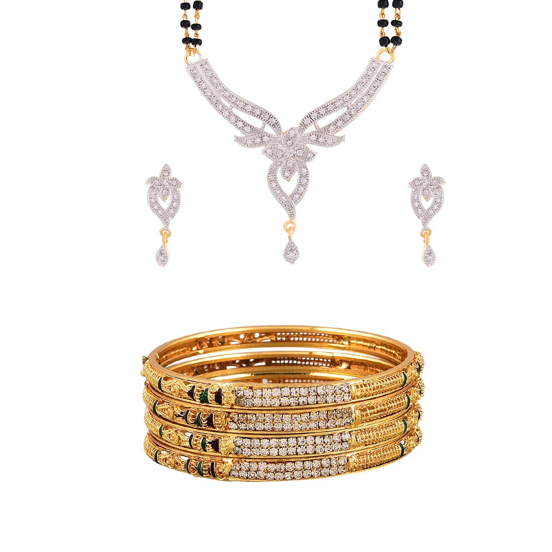 See full amazon price history chart for KENNICE Gold-Plated Wedding American Diamond Mangalsutra With Earrings & Wedding Kada Bangles Jewellery Set For Women & Girls KENNICE Gold-Plated Wedding American Diamond Mangalsutra With Earrings & Wedding Kada Bangles Jewellery Set For Women & Girls (B09NQ2M1HV) Amazon Price History, Amazon Price Tracker