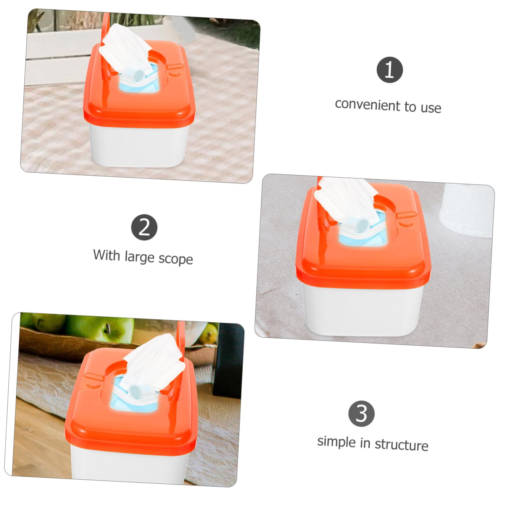 Contenedor de Toallitas Húmedas Color Aleatorio de Plástico para Bebés 2 Unidades Naranja, Ligero y Portátil Adecuado para Baño y Sala de Estar