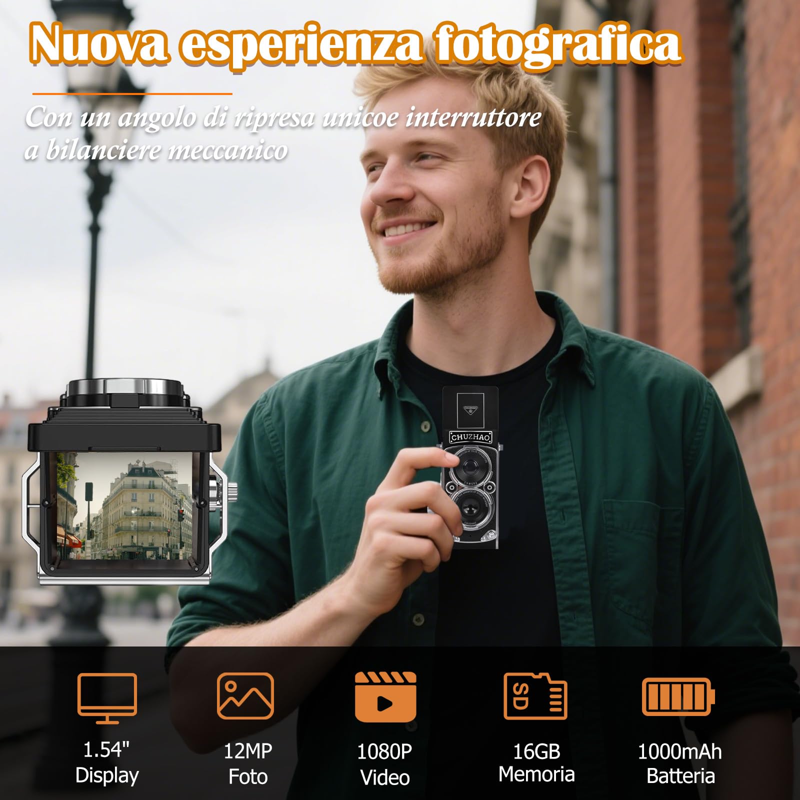 Mini Fotocamera Digitale Retrò, Fotocamera Portatile Con Scheda Da 16 GB, Video Fhd 1080P 12 MP, Autofocus Retrò, Usb, Compatta Vintage, Fotocamera Digitale Per Principianti, Adolescenti, Bambini