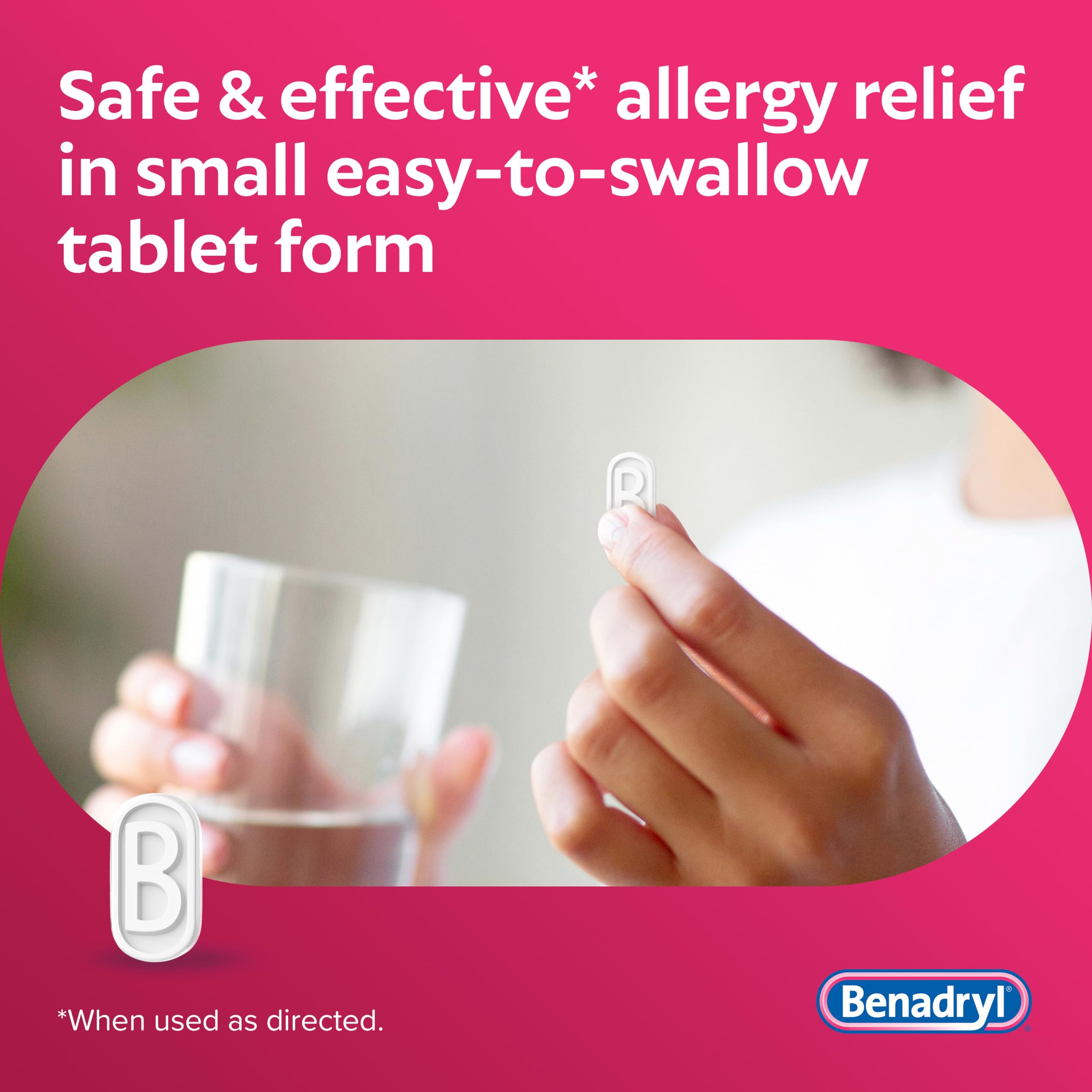 Benadryl Extra Strength Allergy Tablets, 50 mg Diphenhydramine HCl, 24 Ct — Amazon image 3
