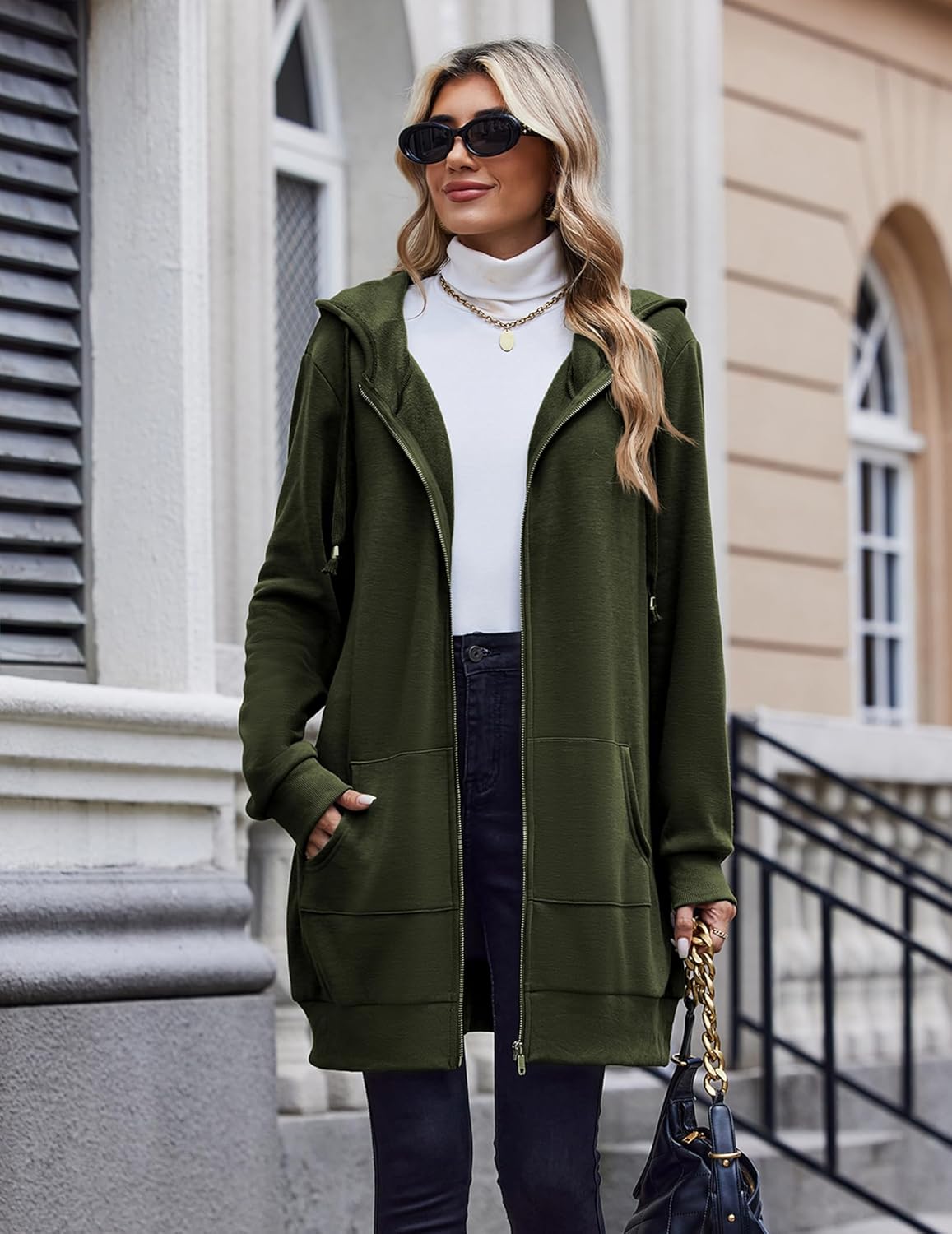 Zeagoo Zip Up Hoodies For Women Long Sleeve Oversized Sweatshirts Casual Lightweight Fleece Jackets With Pockets