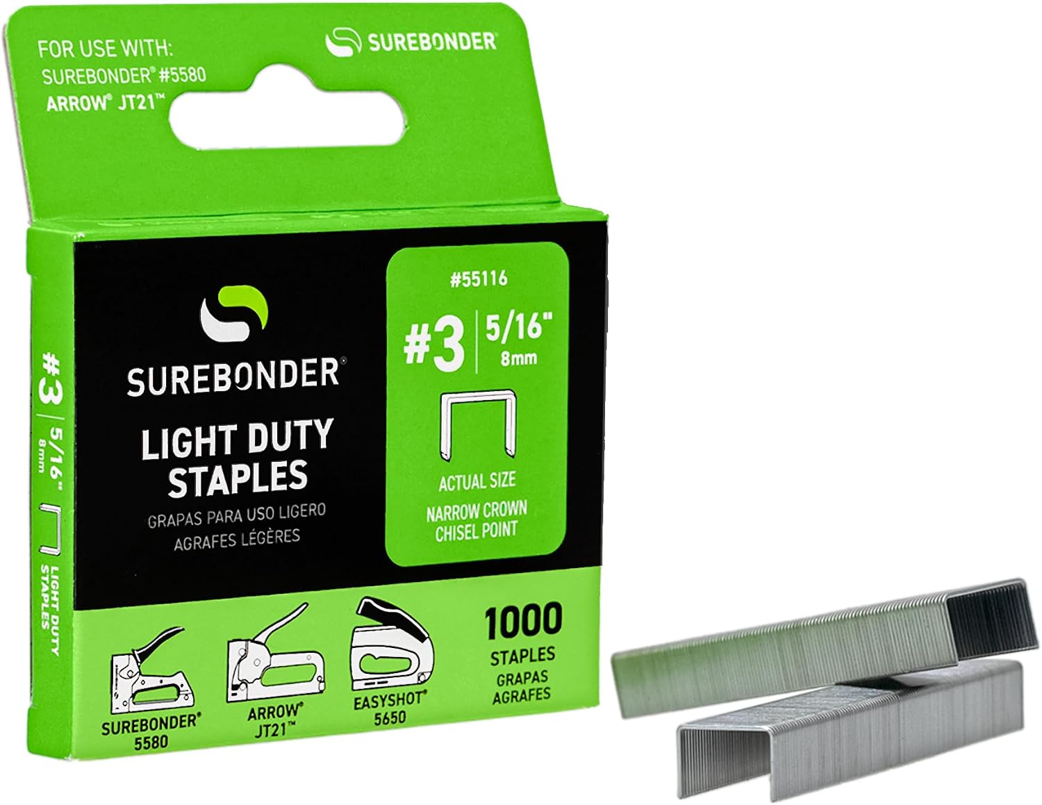 #3 Light Duty 5/16" Narrow Crown Staples - 1000 ct.