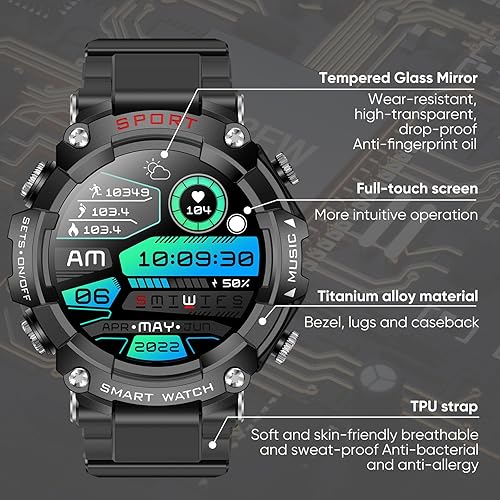 Miniatura 8 de PEKVU Reloj inteligente con auriculares TWS, pantalla táctil HD de 1.52 pulgadas, impermeable IP67 y responde llamadas, reloj inteligente Bluetooth