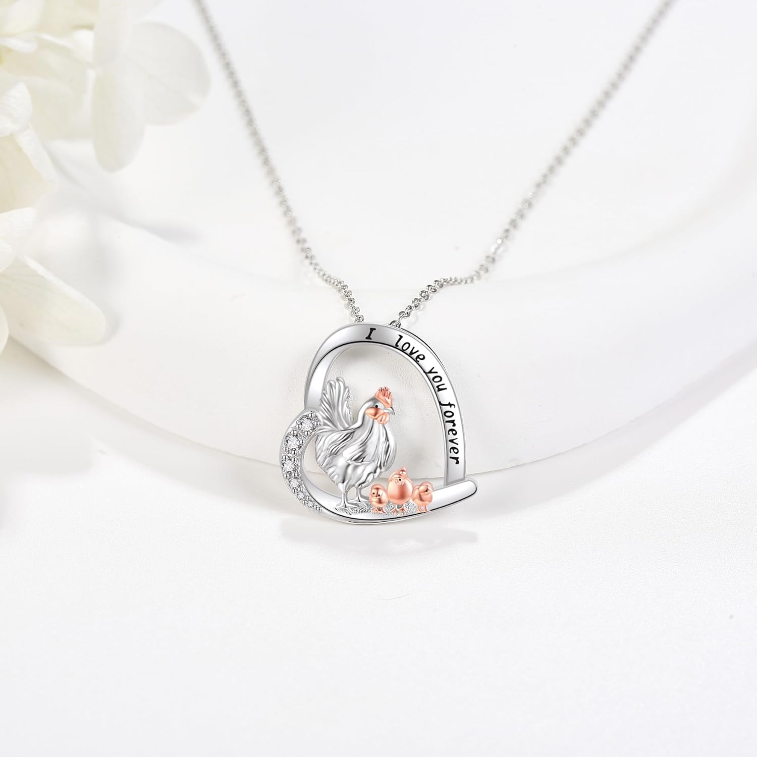 YAFEINI Chicken Necklace 925 Sterling Silver Hen Rooster Pendant Chicken Necklace Jewelry For Women Chicken Lovers - Image 2