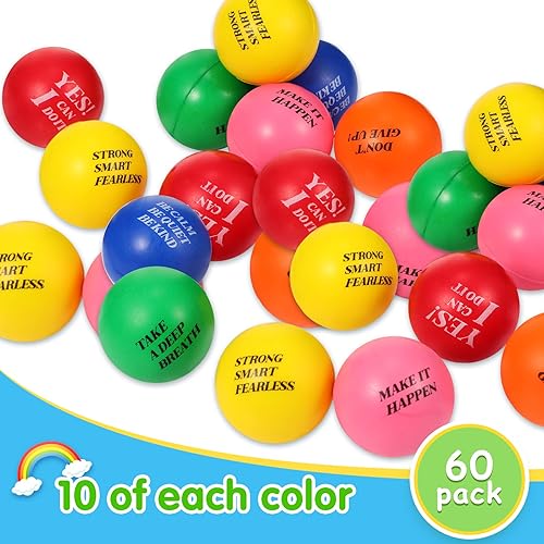 Miniatura 5 de Civaner 60 bolas motivacionales para el estrés a granel o para adultos, espuma suave, ligeras, suministros inspiradores para aliviar el estrés, la