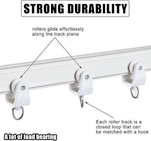 Miniatura 4 de Rodillos flexibles y flexibles para cortinas de techo, riel deslizante de plástico para cortinas de ducha, 0.433 in (50)