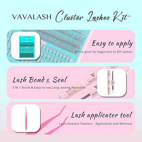 Miniatura 2 de VAVALASH - Kit de racimos de pestañas individuales, varios tipos, mixto, extensiones de pestañas Pestañas inferiores, pestañas de volumen, abanicos