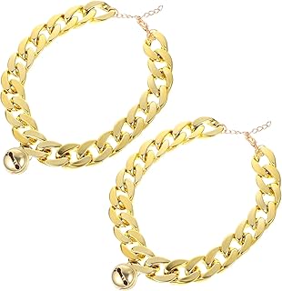 Happyyami Fashion Pet Collar Gold Chain for Small Dogs Collar for Dogs Accessories for Dog Collars 2 Pieces