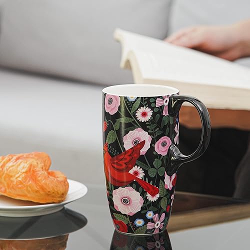 Miniatura 2 de DUSVALLY Taza de café alta de cerámica, juego de tazas de café para amigos, taza de viaje con tapa para oficina y hogar, regalos únicos para mujeres