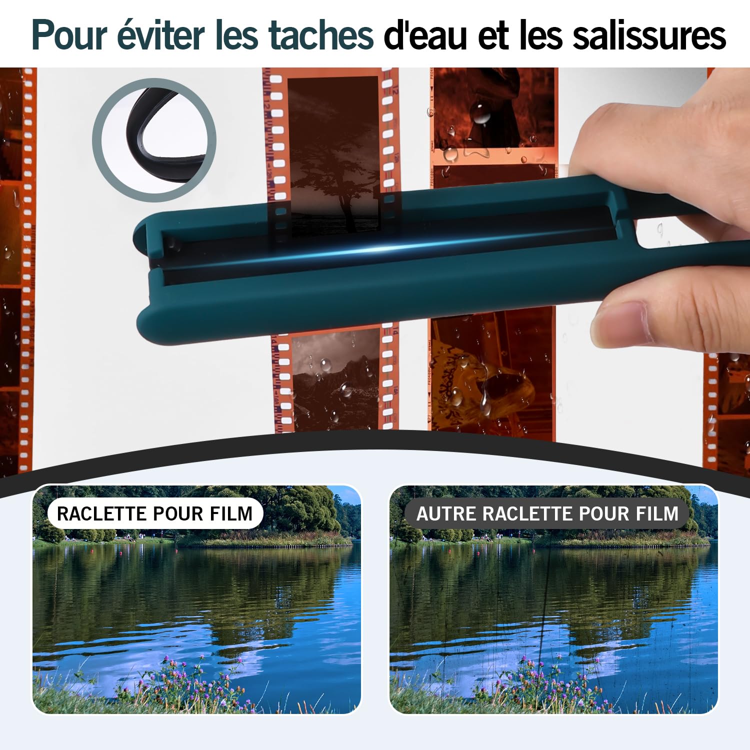 Raclette eTone pour Films 35 mm et 120, Lames Souples en Silicone, essuyage sans Traces, Compatible avec Les Films négatifs 135/120/4x5 (Vert)