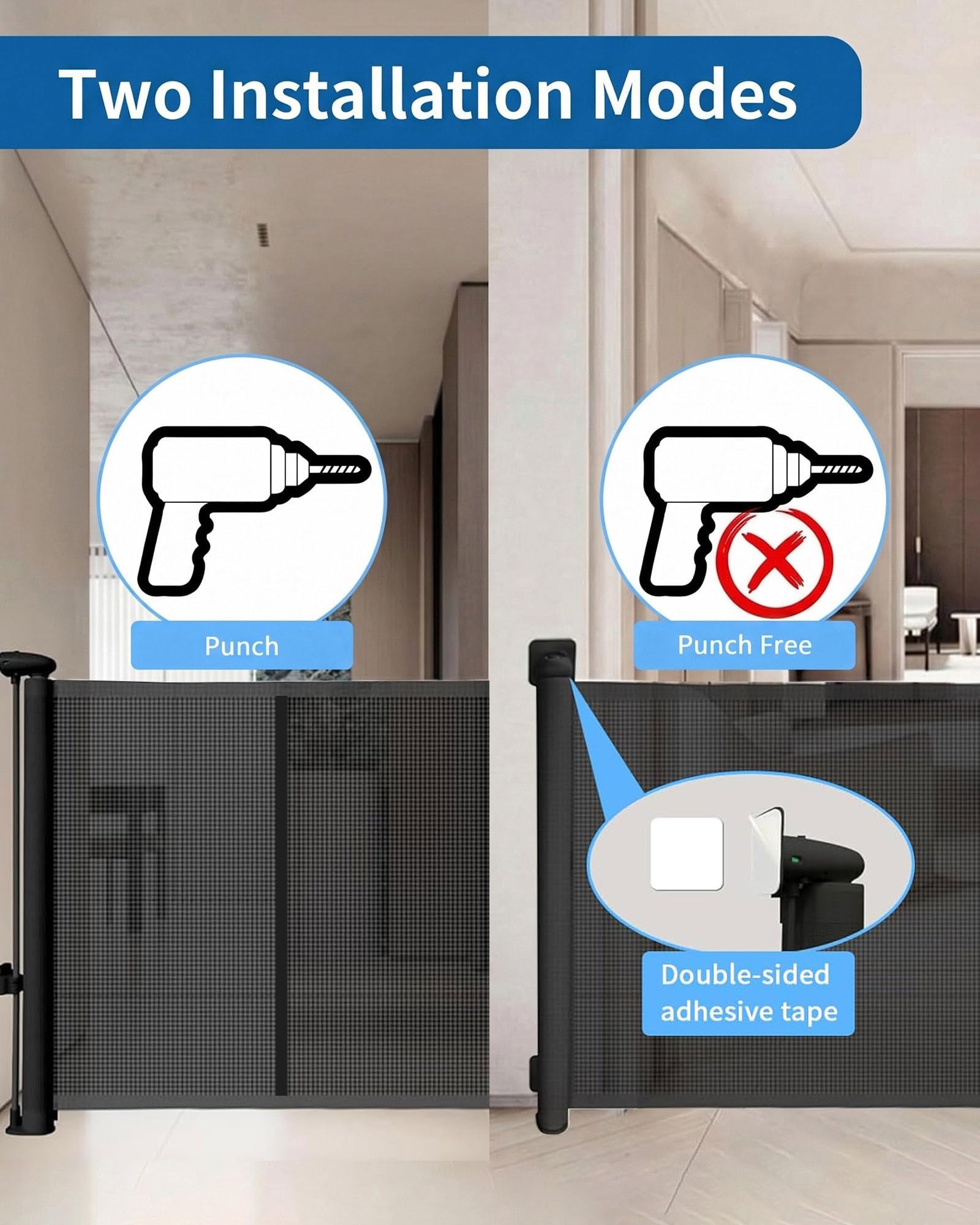 Huafly Puertas retráctiles para bebés extra anchas para aberturas grandes, 138 pulgadas, puertas para niños, puertas de seguridad, puertas extralargas para perros en puertas, escaleras, exteriores,