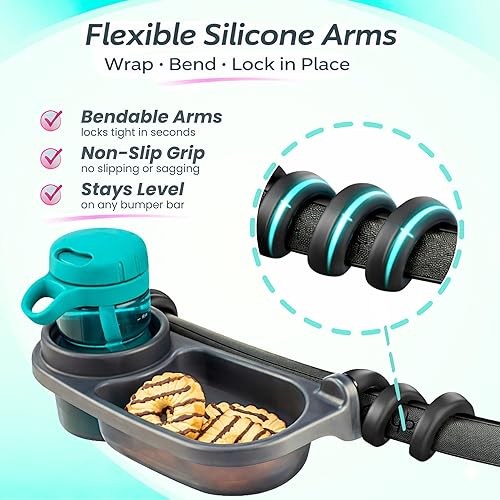 Miniatura 3 de Swanoo Bandeja Universal para Bocadillos de Cochecito  Compatible con Nuna Mockingbird Bugaboo Uppababy  Accesorio de Bandeja para Barra Parachoques