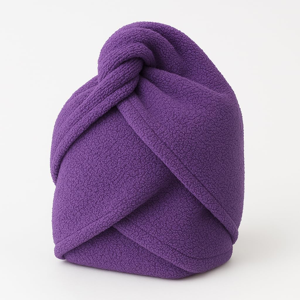 Terryshop74 Asciugamano turbante per capelli, asciuga e raccoglie per capelli medio corti (Rosa, Medio)