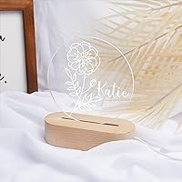 Vista 4 de Luz nocturna de flor de nacimiento, luz de noche de flor de caléndula de octubre, luz LED personalizada, regalos para amigos, lámpara de noche LED