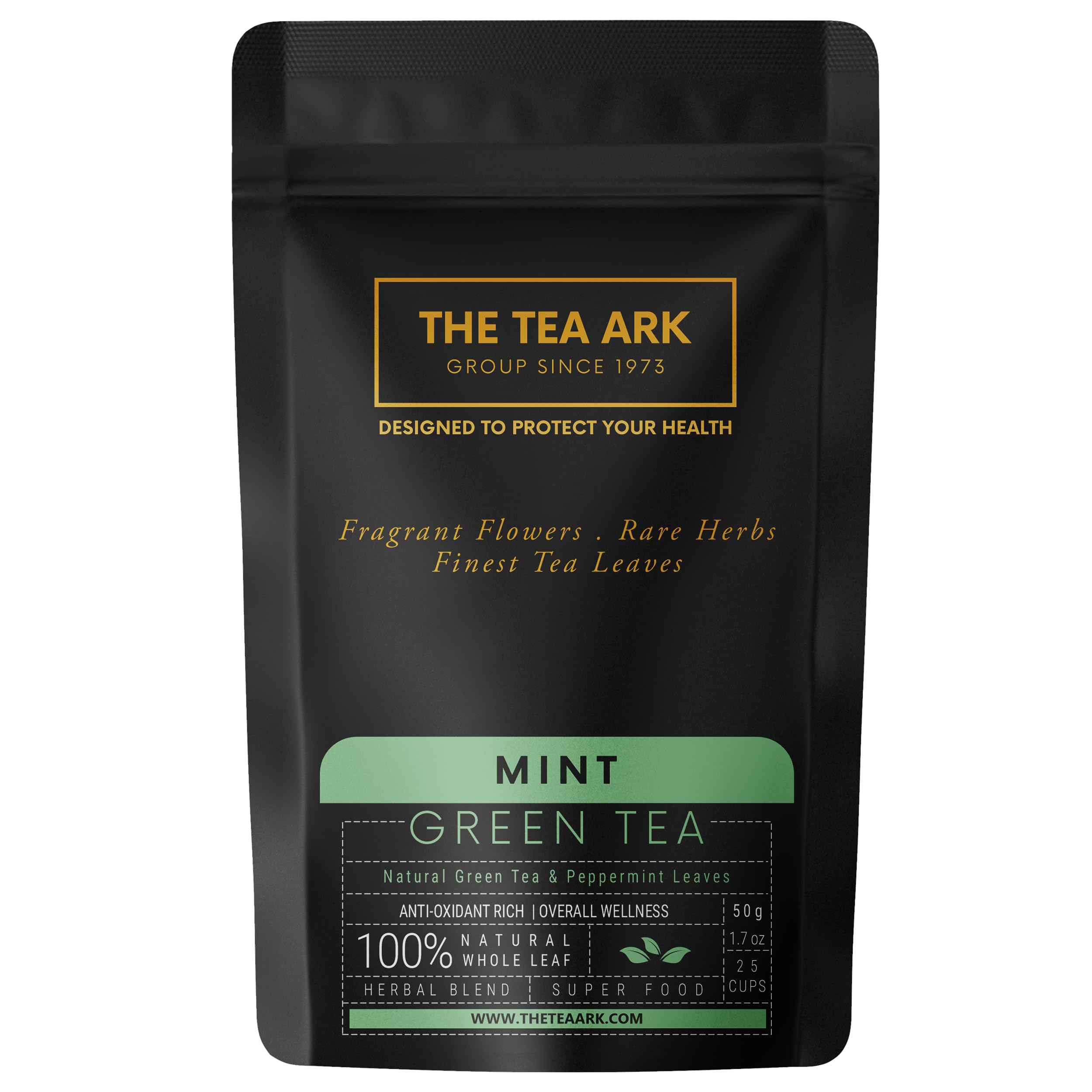 Mint Green Tea (50 Gm) Pouch Loose Leaves | Natural Herbal Tea | Whole Leaf Blend (25 Servings)