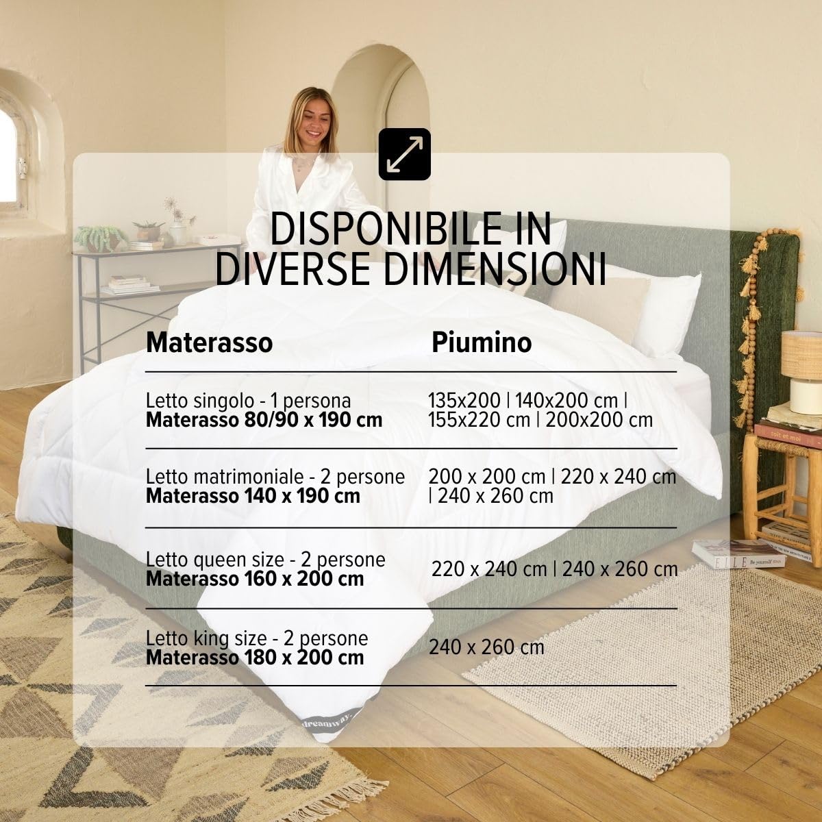 DREAMWAY Piumino Letto Singolo 135x200 cm 4 Stagioni – Trapunta in Microfibra 300 gsm Morbida e Traspirante per Autunno/Inverno – Bianco, Certificata Oeko-Tex, Lavabile in Lavatrice