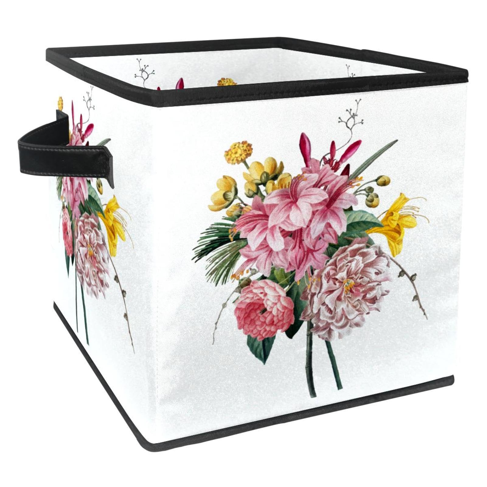 Boîte de rangement pliable en tissu fleur florale bac et cube de rangement