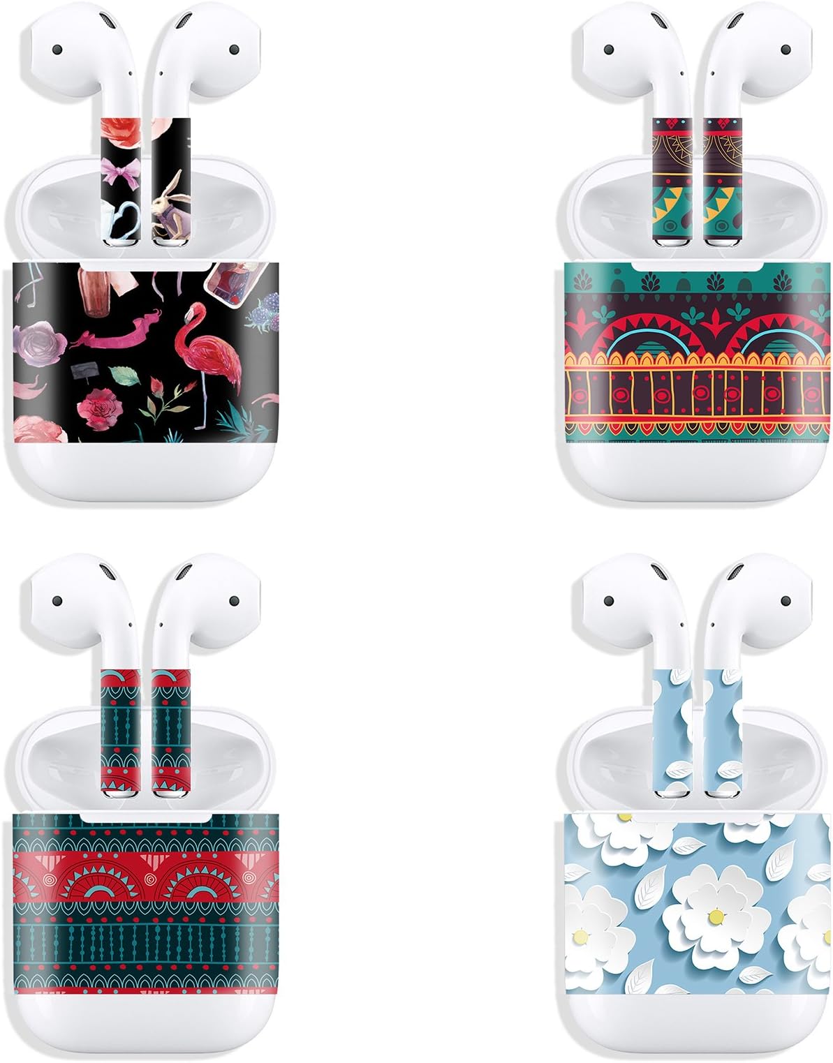 4-Pcs PVC Airpods Skin Protective Airpods Case Decal Airpods Wrap Airpods Case Original Stylish to Customize (Style 2)
