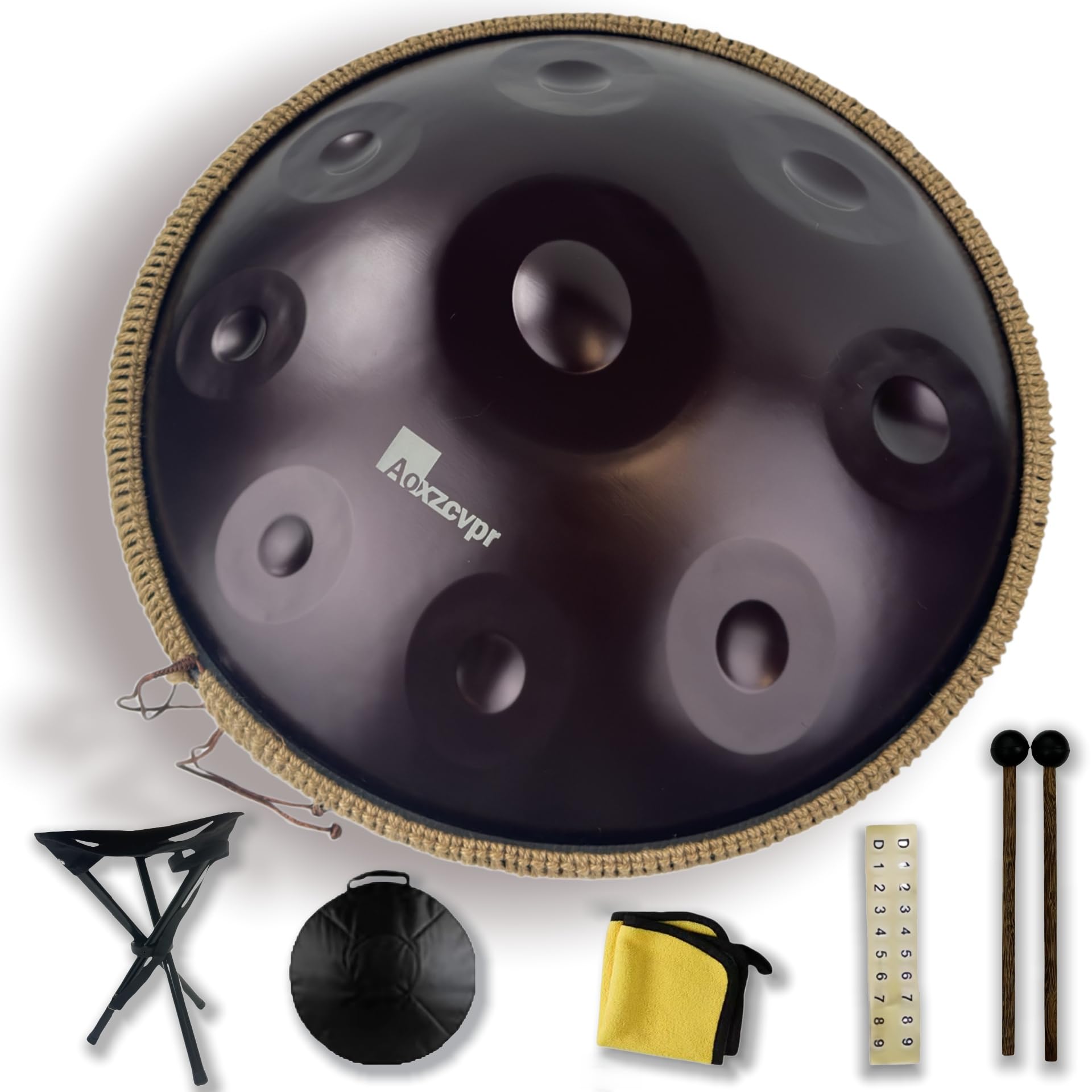 Handpan Trommel 22 Zoll 9 Töne D-Moll 440Hz (Violett) | elektroplierter rostfreier Edelstahl, geeignet für Straßenmusik, Live und Musizieren