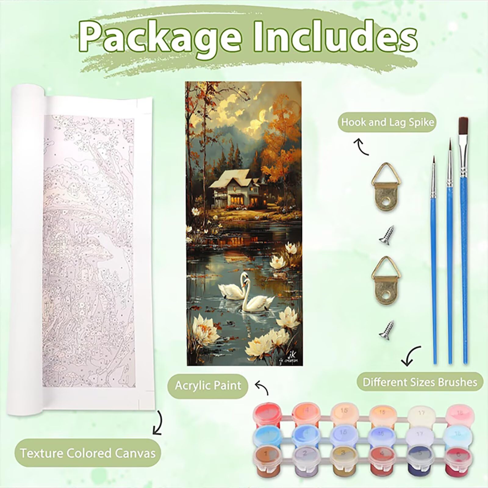 Malen Nach Zahlen 50x150cm Leinwand Blume Malen Nach Zahlen Erwachsene mit Ohne Rahmen, DIY Kreativ Set für Erwachsene mit Pinseln und Acrylfarbe, Zimmer Deko Schwäne 2 Landschaft Geschenk, P0M-611