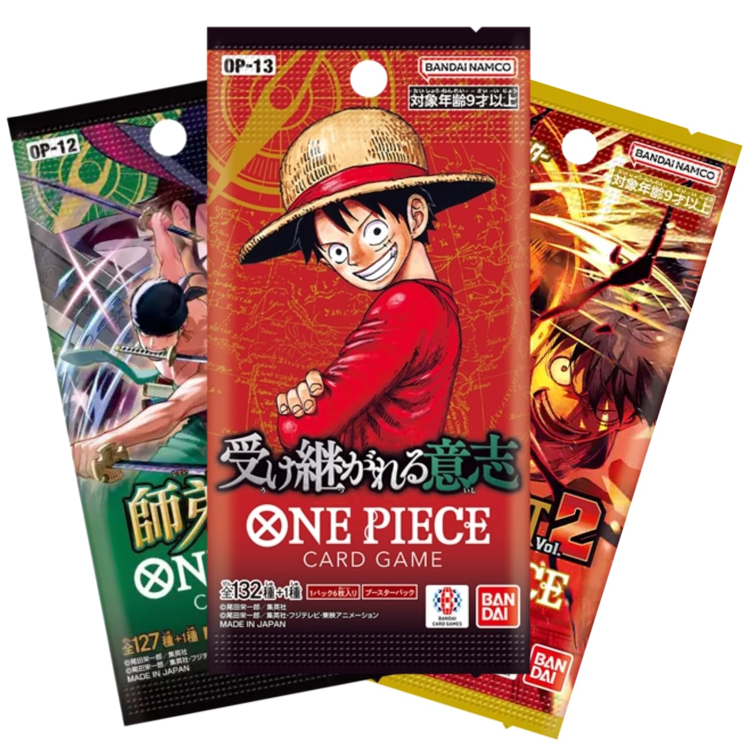 3 Boosterpacks One-Piece-Kartenspiel, japanisch, zufällige Auswahl, offizielle Karten, Konbaya zertifiziert, Versandschutz
