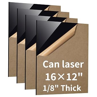 4 Pack 1216 Black Acrylic Sheets 1/8in Thick Plexiglass Sheet for Laser Cutting Plexi Glass Board for Crafts Photo Frames DIY Projects