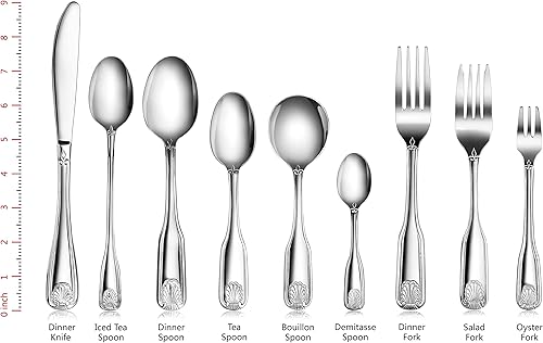 Miniatura 4 de New Star Foodservice 58420 Shell Pattern, acero inoxidable 180, cucharadita helada, 7.2 pulgadas, juego de 12