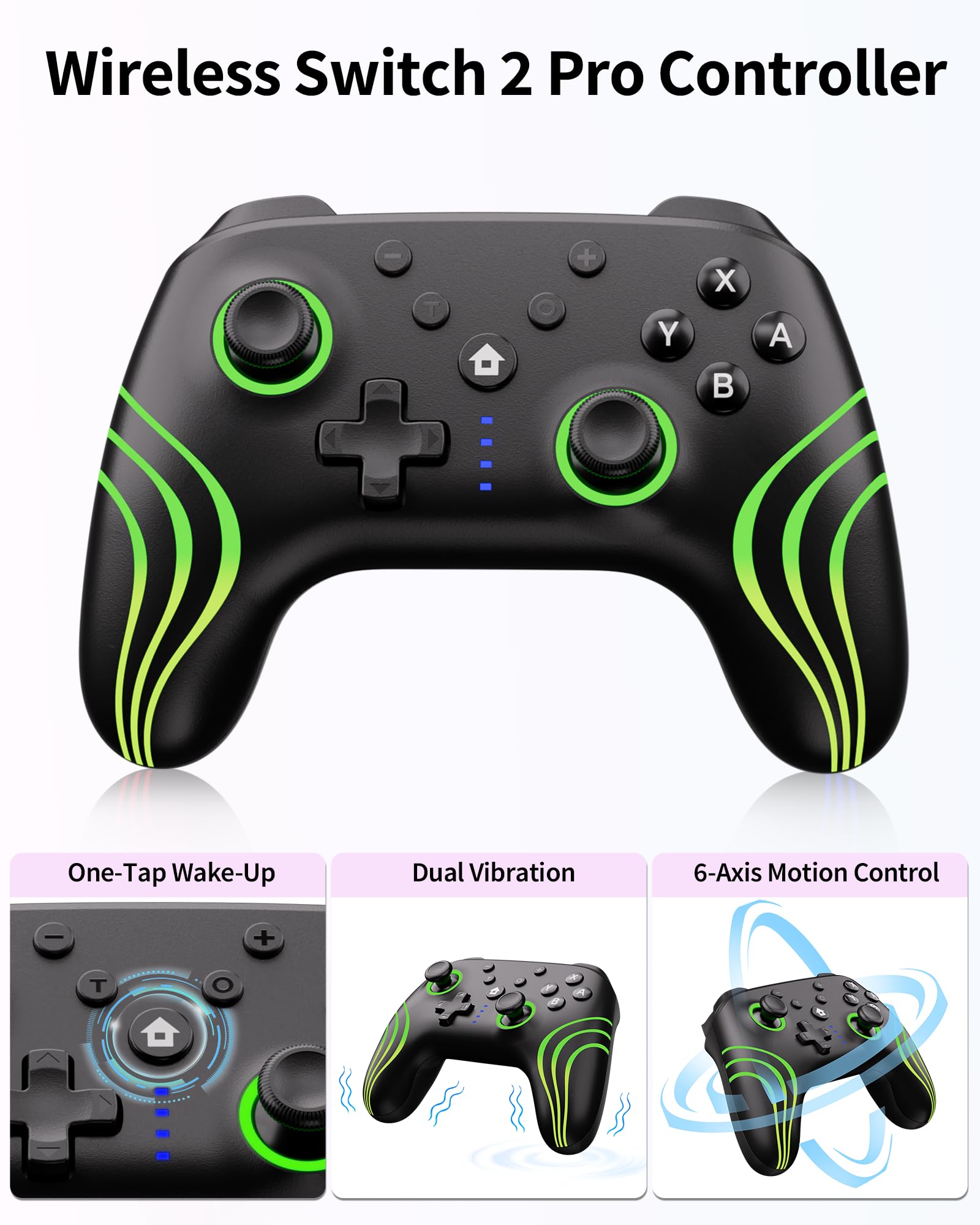 COOWPS Kit Accesorios 17 En 1 para Mando Pro Switch 2, Funda De Transporte Portátil, Protector Pantalla, Agarres para Joycon, Volantes, Estuche Tarjetas Juego Y Carcasa para Nintendo Switch 2 Consola