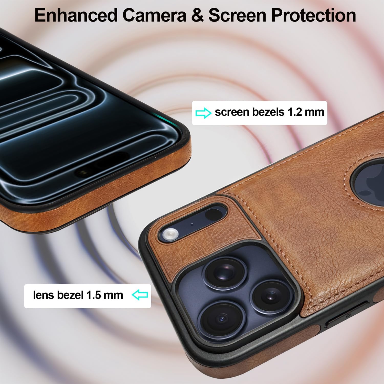 Leather Case for iPhone 17 Pro Max Case, Protective Slim with Kickstand Shockproof Phone Cases, Built-in Invisible Stand Compatible with iPhone 17 Pro Max 6.9'' (Brown) - Image 4