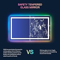 Vista 7 de LOAAO Espejo de Baño LED RGB de 55"X36" con Luces, Grande, Antivaho, Espejo de Tocador de Baño con Iluminación Inteligente Regulable, Múltiples