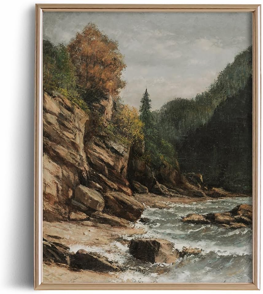 Farmhouse Still Life Picture Living Room - Forest Nature Seascape Coastal Oil Painting - 11 x 14 Art Print- Rustic Vintage Decor for Bedroom - Art Deco Wall Art for Kitchen - Antique French Poster