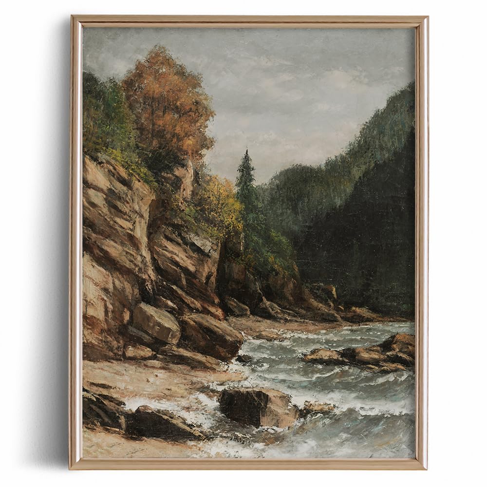 Farmhouse Still Life Picture Living Room - Forest Nature Seascape Coastal Oil Painting - 11 x 14 Art Print- Rustic Vintage Decor for Bedroom - Art Deco Wall Art for Kitchen - Antique French Poster