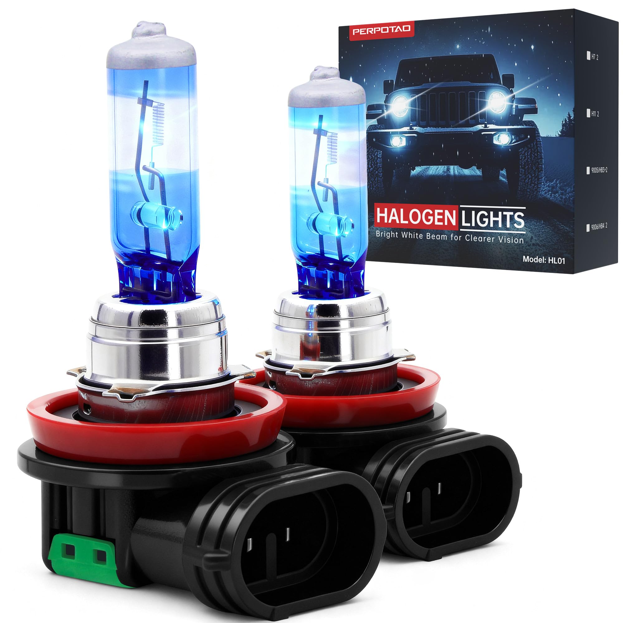 H11 Halogen Bulbs 12V 55W 3800K Warm White High Performance Brighter Clear Light High Low Beam Fog Light