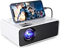 Vista 1 de Proyector de 1080p para películas al aire libre, mini proyector portátil de película HD compatible para uso en interiores al aire libre, video