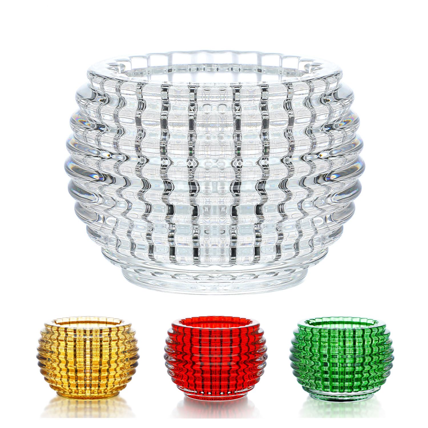 kanpuraClear Round Glass Votive Candle Holders 1pc, Fall Tea Light Candle Holder for Wedding Table, Votive for Birthday Party Decor