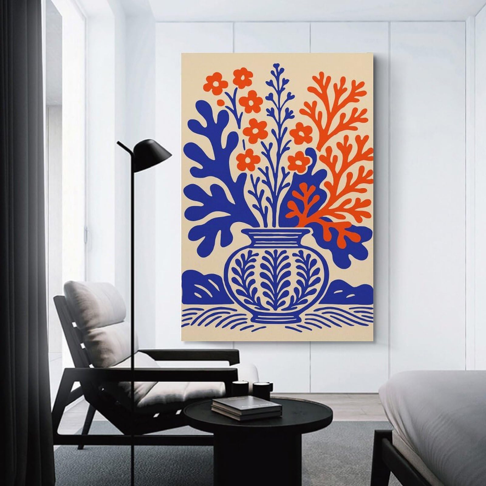 Junmoney Floral Still Life with Vase Canvas Wall Decor 16x24inch(40x60cm), for Entrance Walls, Hall Decor Or Foyers, Wall Decor to Refresh Empty Corners
