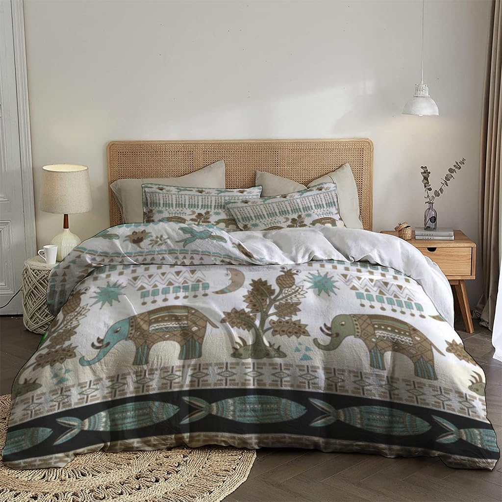 NIBAINLO 布団カバー花と動物 肌に優しい ピーチスキン加工 掛け布団カバー 和式 洋式 あったか 布団カバーセット リバーシブル ホームステイ ホテル 家庭兼用