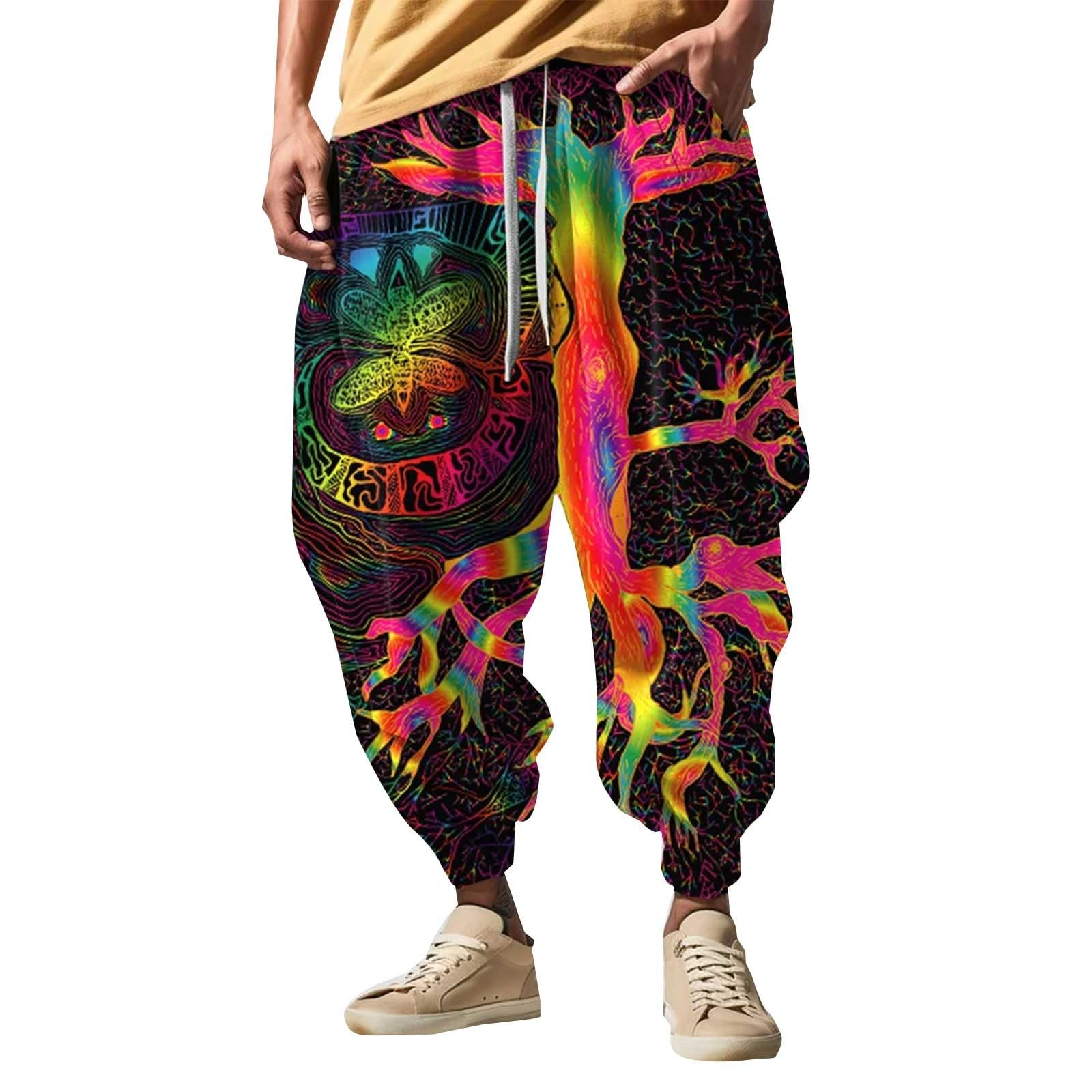 Mens Kaftan Cotton Harem Pants Casual Elastic Waist Lightweight Trousers Yoga Pants Loose Fit Boho Hippie