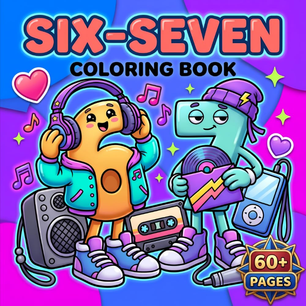 Six Seven Coloring Book: Relax With Trendy Cute Designs and Simple Illustrations Created for Ultimate Stress Relief and Endless Laughs