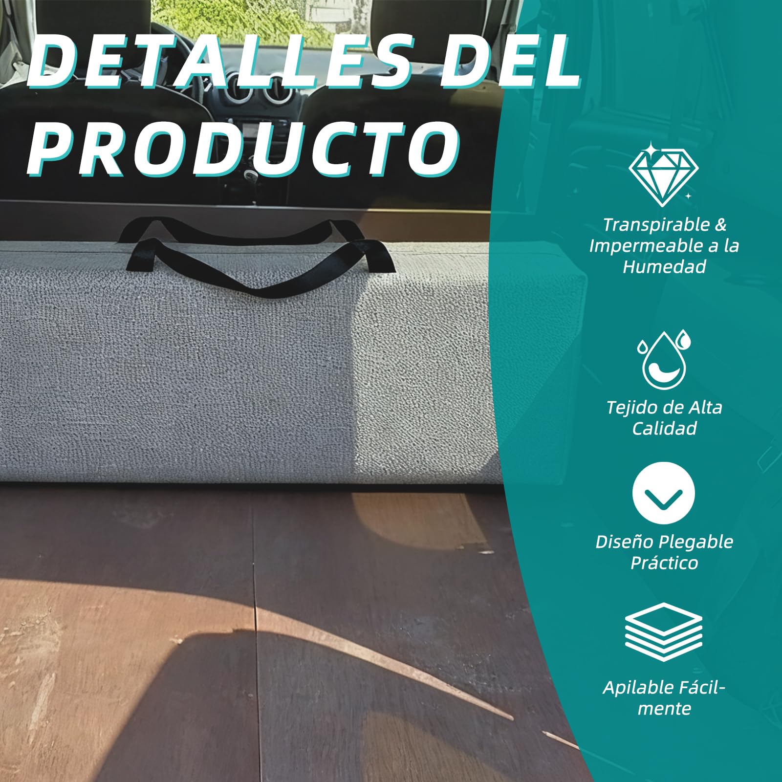 Funda de Almacenamiento para Colchón Plegable, Compatible con VW T5 T6 T6.1 Multivan California Beach Caravelle, Bolsa de Transporte para Colchón de Camping, Gris, 149 x 63 x 25 cm