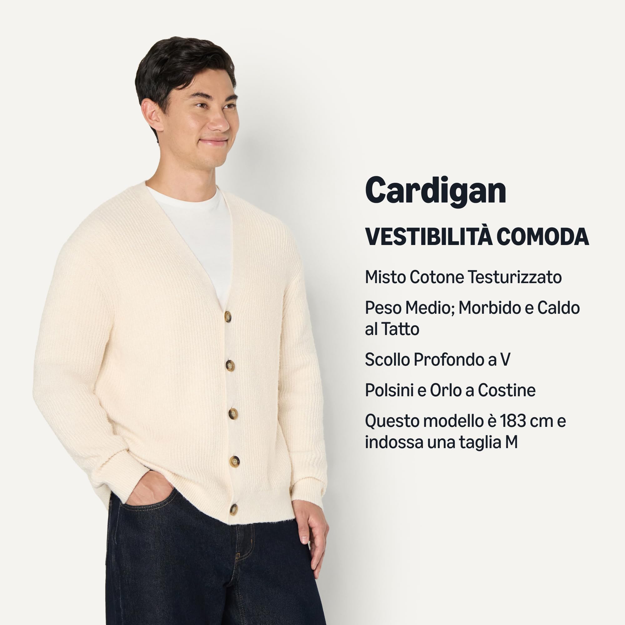 Amazon Essentials Cardigan in Misto Cotone, Vestibilità Rilassata Uomo