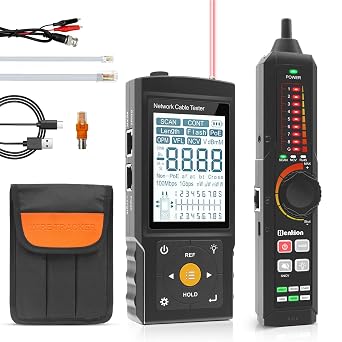 Multifunction RJ45 Network Caber Tester,Cable Tracer,Rechargeable Wire Tester,UTP Conntinue and Plug Fault Test,Cable Length,OPM,IEEE 802.3bt/af/at and Non-Standard POE Detect,Port Flashing,PD,NCV