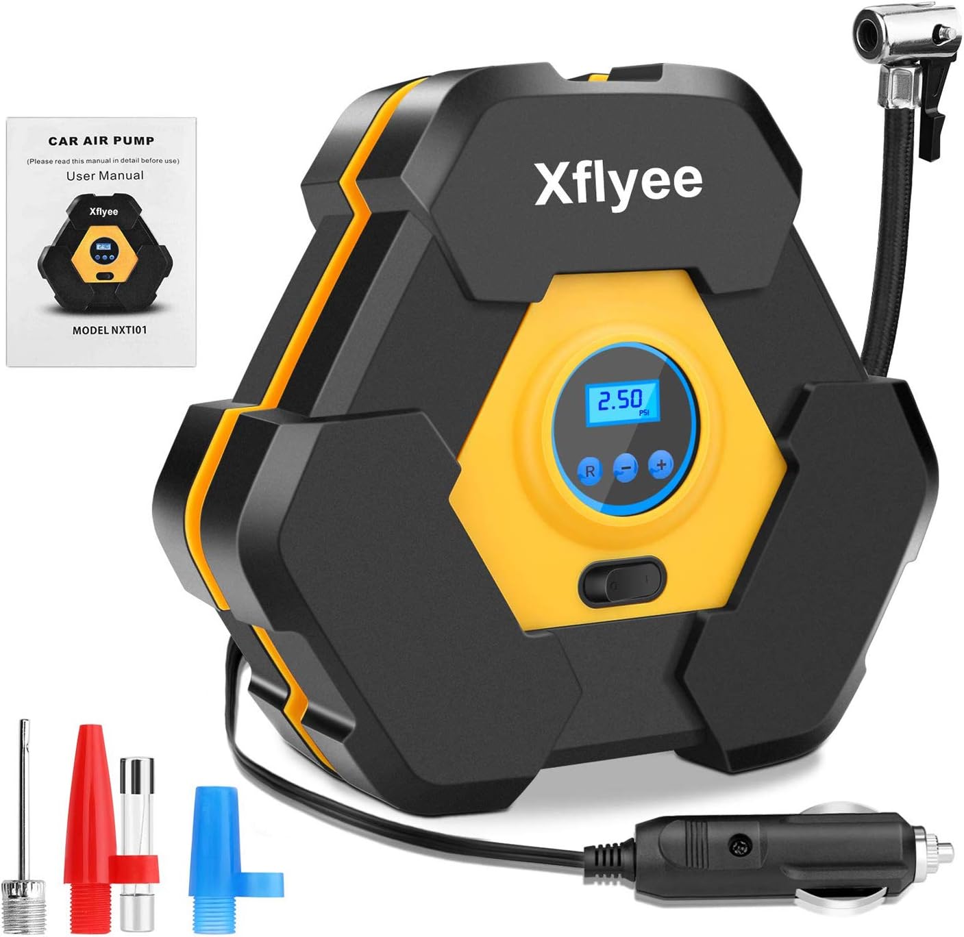 Air Compressor Tire Inflator, DC Air Pump for Cars, Auto Digital Tire Inflator with Gauge, 12V 150 PSI, Portable Car Tires Pump with LED Light for Cars/Motorcycle/Bicycle Tires and Other Inflatables