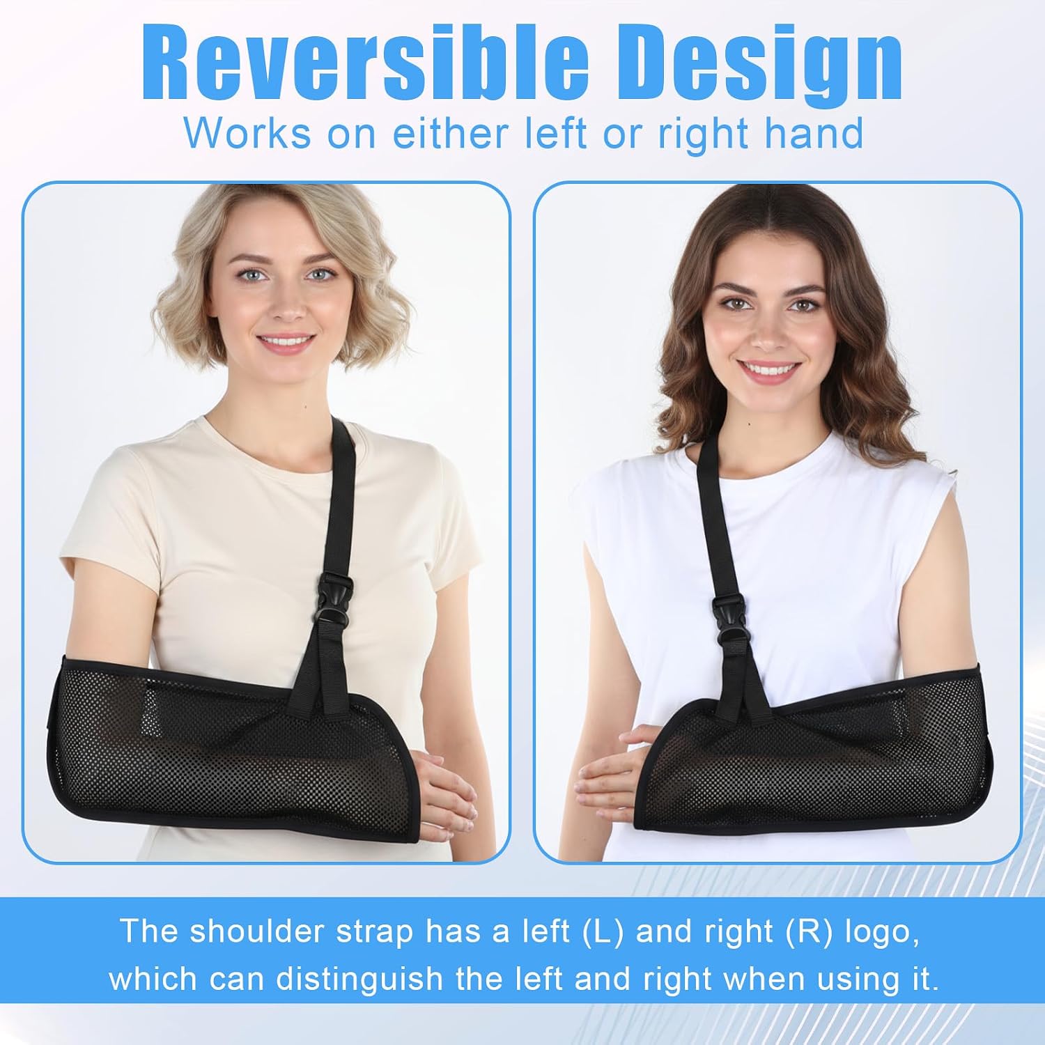Mesh Arm Shoulder Sling, Medical Shoulder Immobilizer for Shower Right Left Arm Stabilizes Elbow, Arms Brace for Men Women Wrist Torn Rotator Cuff Injury (Black)