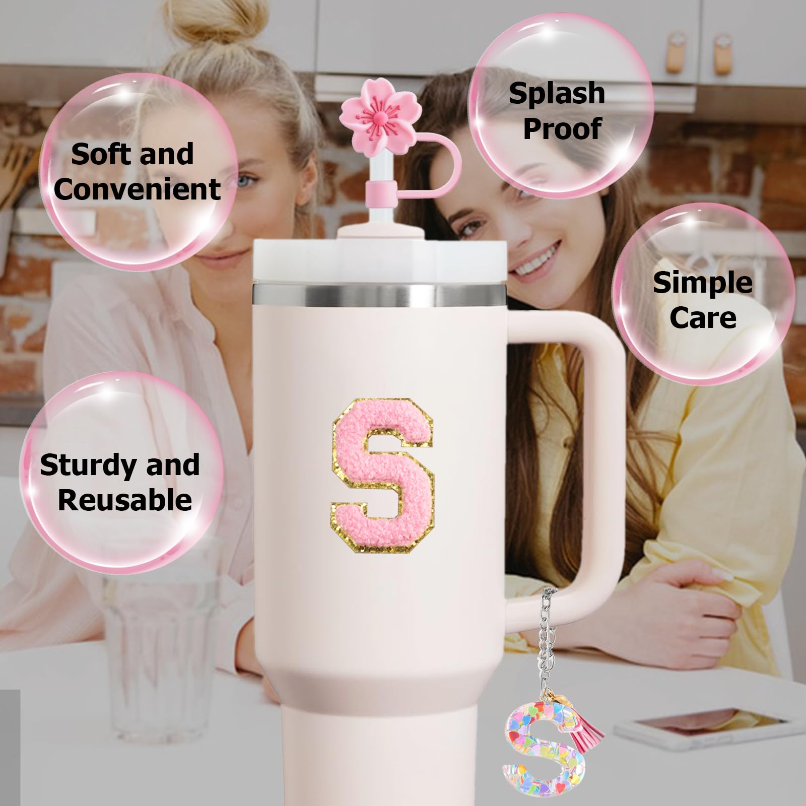 XIANGYUAN Stanley Becher Zubehör-Set – Inkl. Griffband, Strohhalm-Abdeckung, Boden-Schutz & Aufkleber – Personalisierbar, Für 1,2 L