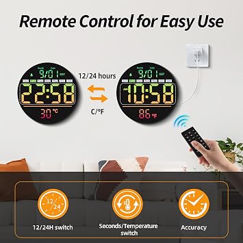 Maxstar LED Digital Wall Clock With Remote Control Smart Clock Timer