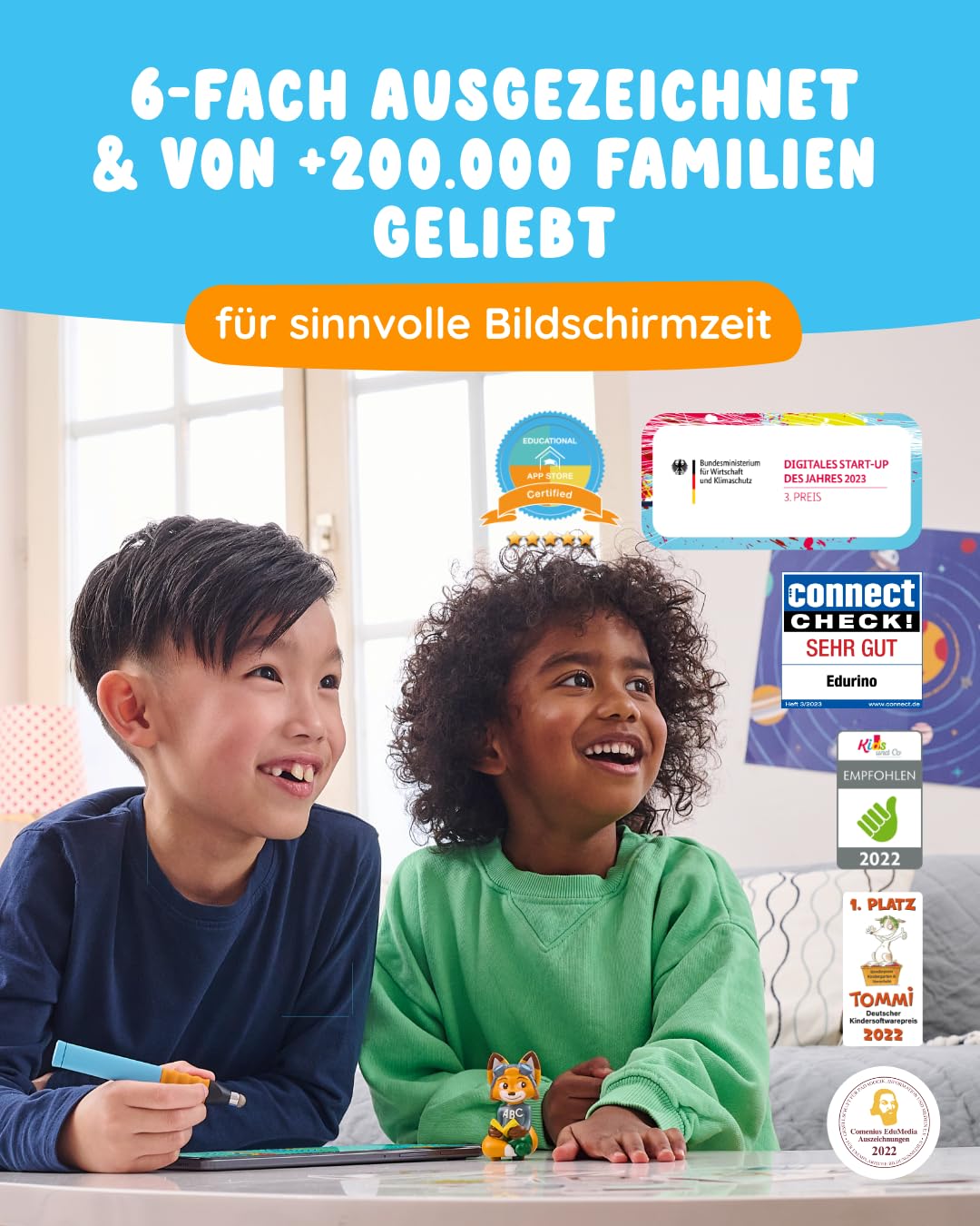 Edurino Starterset Mika ABC: Die Buchstaben Lesen & Schreiben (Stufe 2) ab 4 J. inkl. Eingabestift | Groß- und Kleinbuchstaben erkennen | Buchstaben richtig schreiben | Laute in Wörtern hören