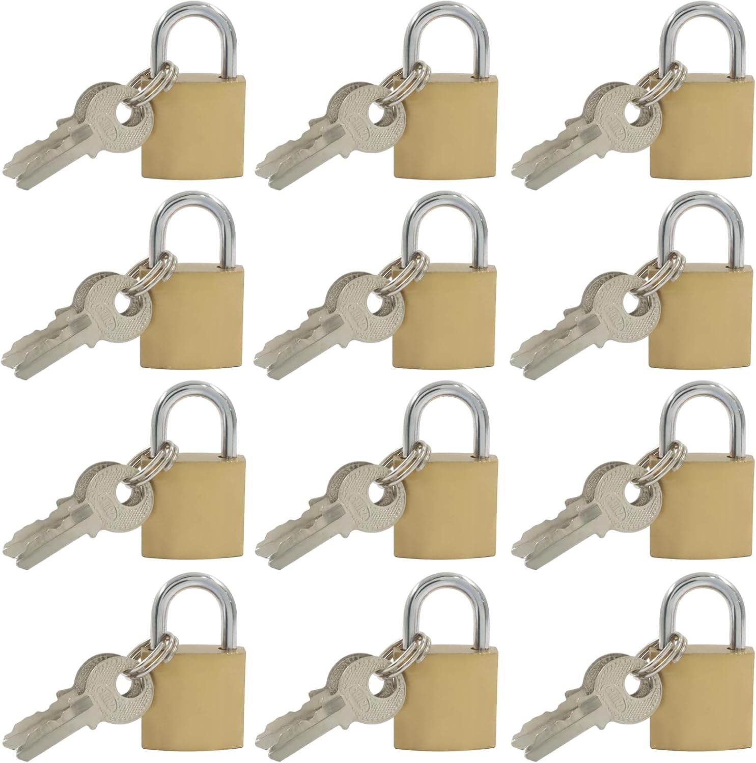 Bonsicoky 12 Pack Luggage Locks with Keys, 20mm Small Padlock for School Gym Locker, Brass Metal Keyed Lock for Travel Suitcase Backpack, 24 Keys Included