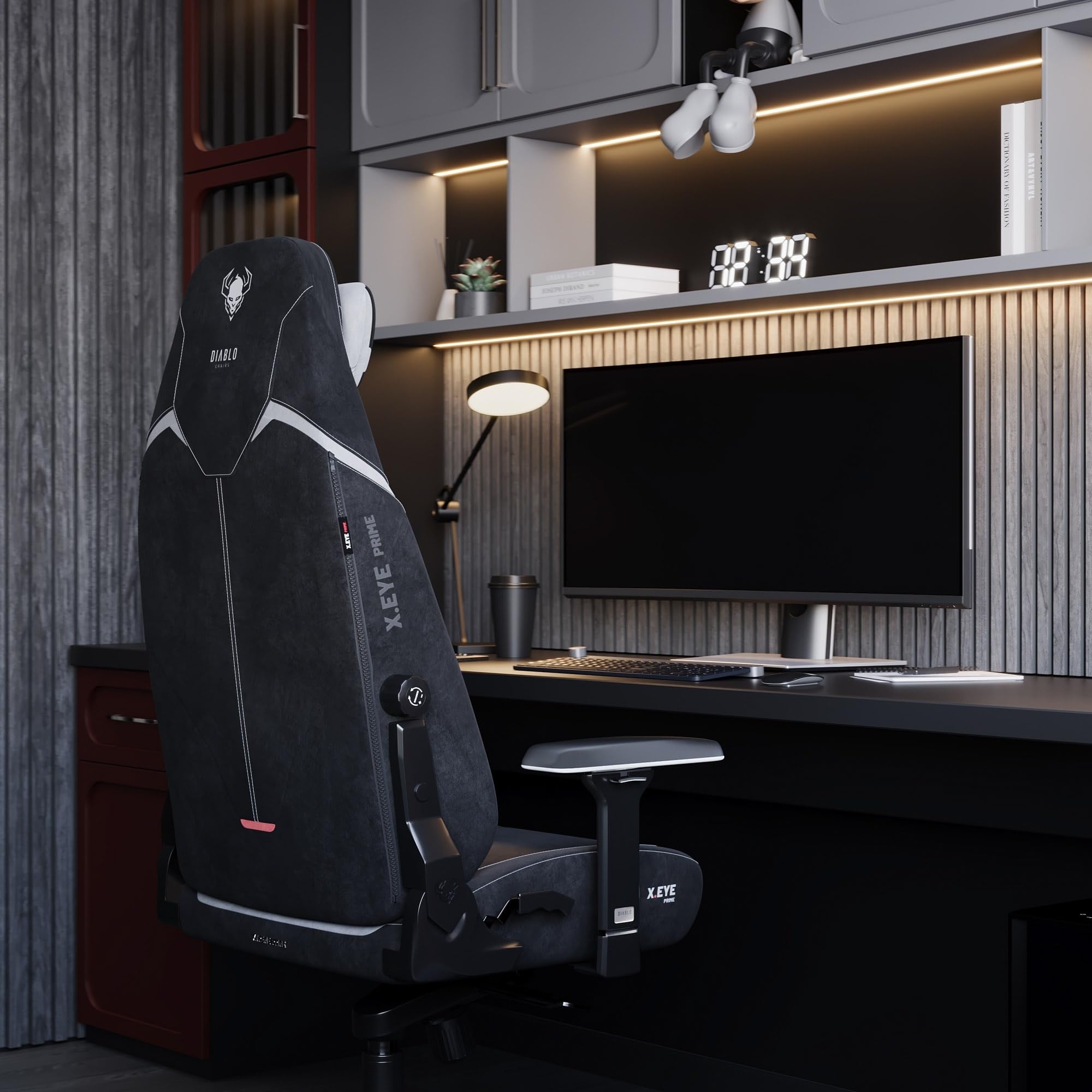 DIABLO X.Eye Prime Sedia Gaming Ufficio Ergonomica Poltrona Gamer Tessuto Poggiatesta Magnetico Seduta Rinfrescante Supporto Lombare Regolabili Braccioli 4D Caricabile fino a 140 kg Burned Black